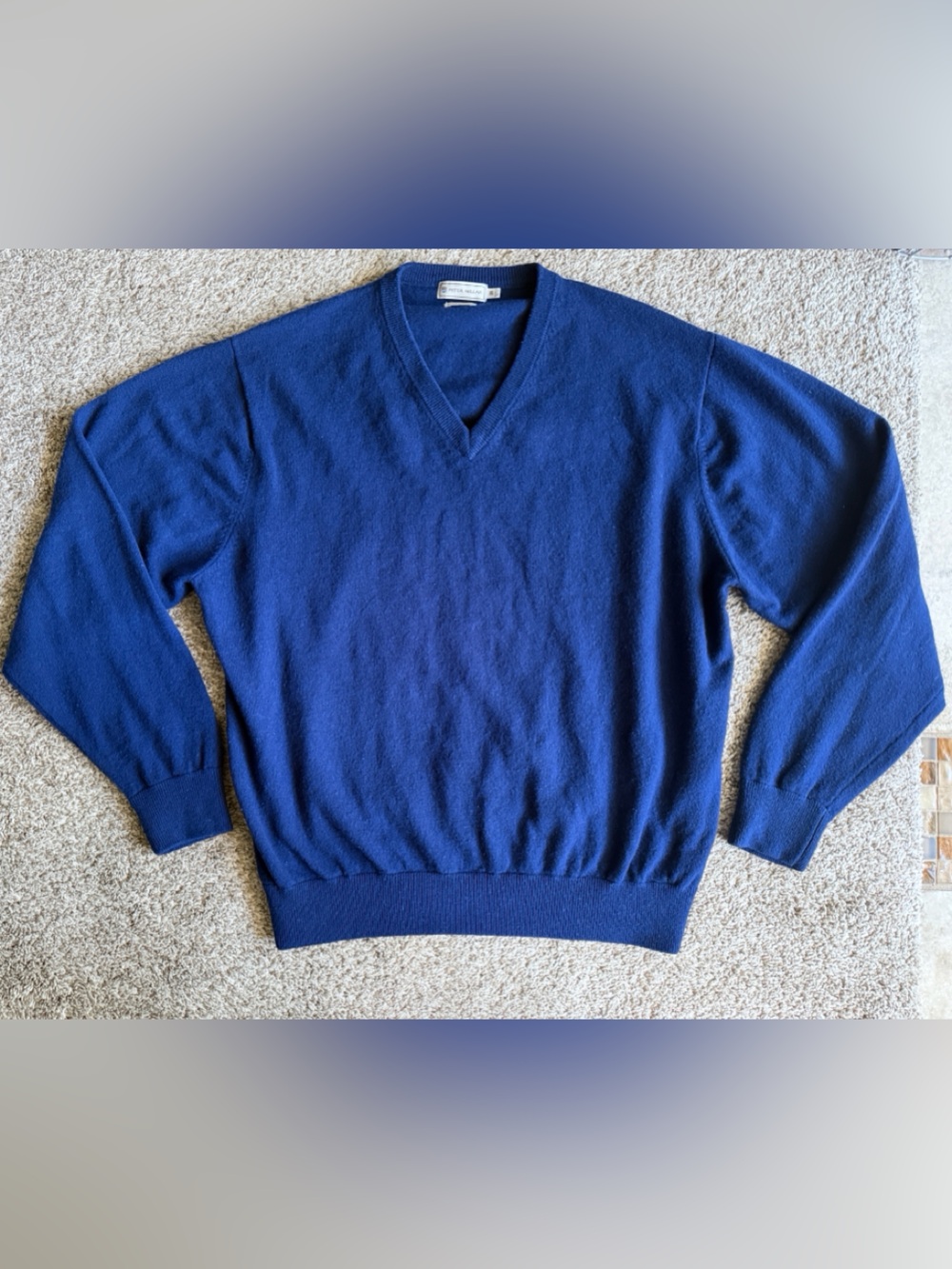 Peter Millar Deep Blue V-neck Luxe Blend Sweater